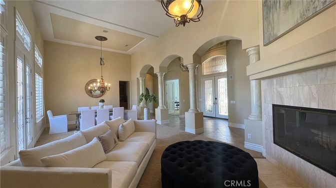 Chandelier, Dining room, Fireplace, Interior, Living room, Pendant Lights