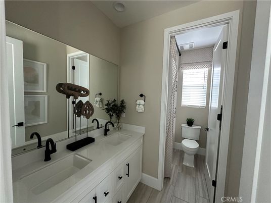 Bathroom, Dual Sink Vanities, Interior, Wood Texture Flooring