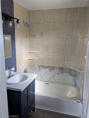 Bathroom, Interior, Marble Walls, Wood Texture Flooring