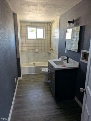 Bathroom, Interior, Marble Walls, Wood Texture Flooring