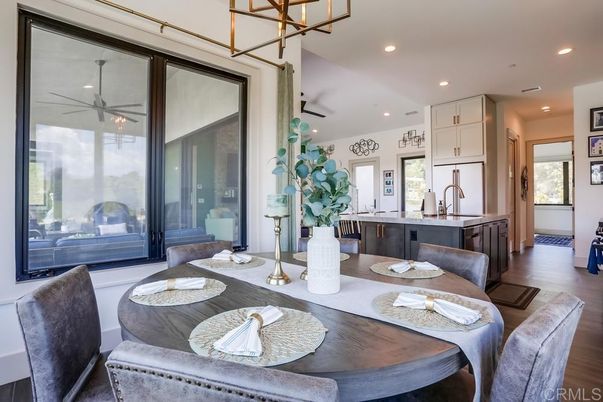Dining room, Interior, Kitchen, Recessed Lighting, Wood Texture Flooring
