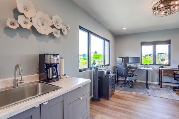 Home Office, Interior, Recessed Lighting, Wood Texture Flooring