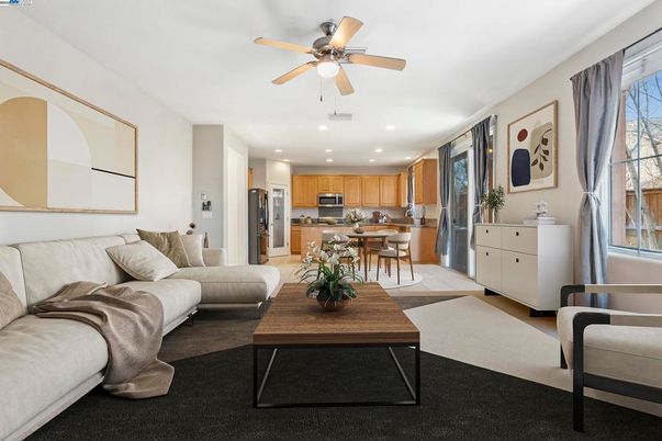 Dining room, Interior, Kitchen, Living room, Recessed Lighting, Stainless Steel Appliances