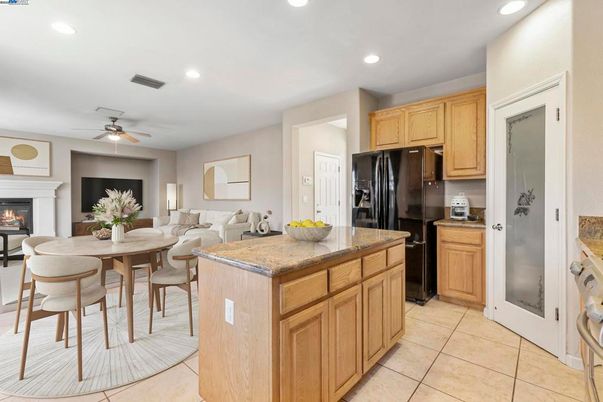 Dining room, Fireplace, Interior, Kitchen, Living room, Recessed Lighting