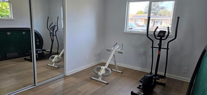 Fitness Equipment, Interior, Wood Texture Flooring
