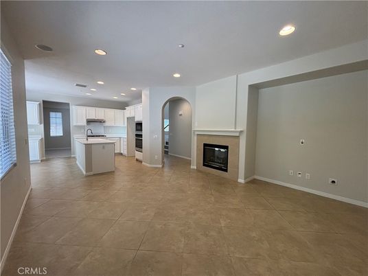 Fireplace, Interior, Kitchen, Recessed Lighting, Stainless Steel Appliances