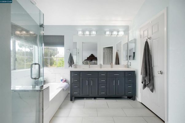 Bathroom, Dual Sink Vanities, Glass Shower, Interior