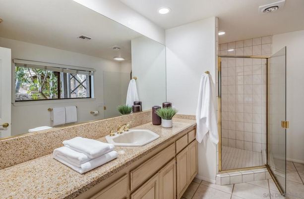 Bathroom, Glass Shower, Interior, Recessed Lighting