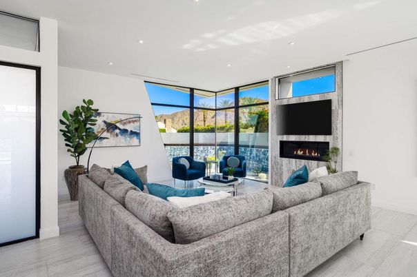 Fireplace, Interior, Living room, Recessed Lighting