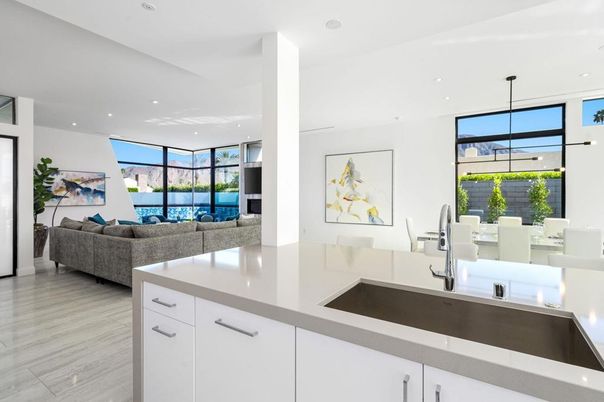 Dining room, Interior, Kitchen, Living room, Pendant Lights, Recessed Lighting, Wood Texture Flooring