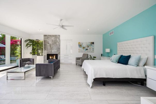 Bedroom, Fireplace, Interior, Living room, Recessed Lighting