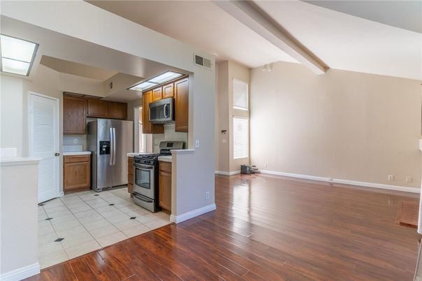 Interior, Kitchen, Stainless Steel Appliances, Wood Texture Flooring