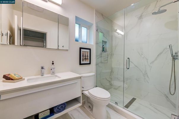 Bathroom, Glass Shower, Interior, Marble Walls