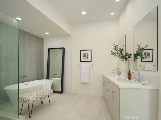 Bathroom, Dual Sink Vanities, Free Standing Baths, Interior, Recessed Lighting