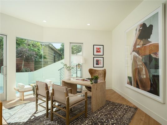 Home Office, Interior, Recessed Lighting, Wood Texture Flooring