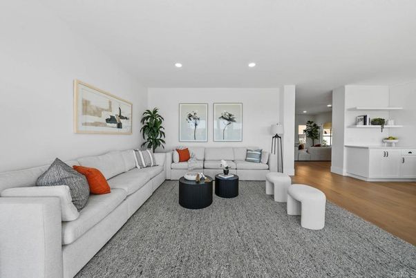 Interior, Kitchen, Living room, Recessed Lighting, Wood Texture Flooring