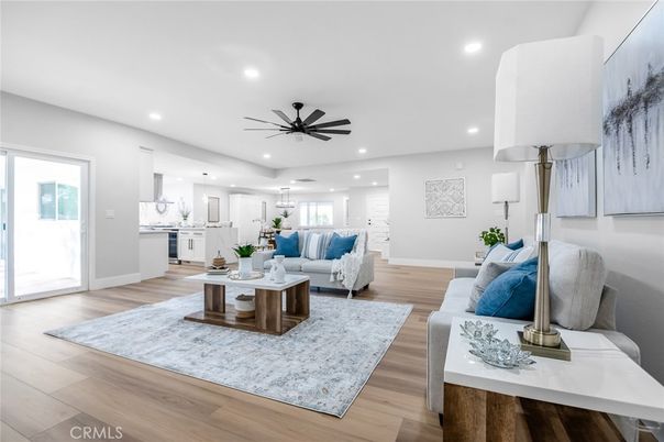 Interior, Kitchen, Living room, Pendant Lights, Recessed Lighting, Wood Texture Flooring