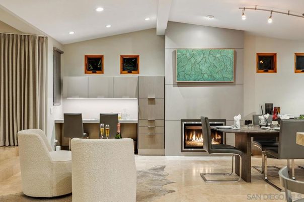 Fireplace, Home Office, Interior, Recessed Lighting