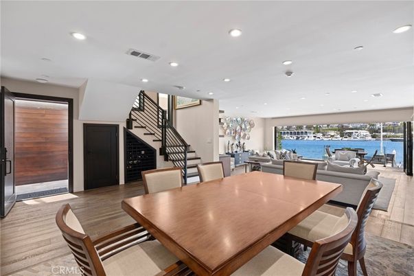 Dining room, Interior, Recessed Lighting, Water, Wood Texture Flooring