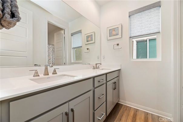 Bathroom, Dual Sink Vanities, Interior, Wood Texture Flooring