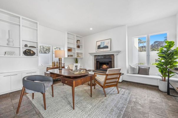 Fireplace, Home Office, Interior, Living room, Recessed Lighting