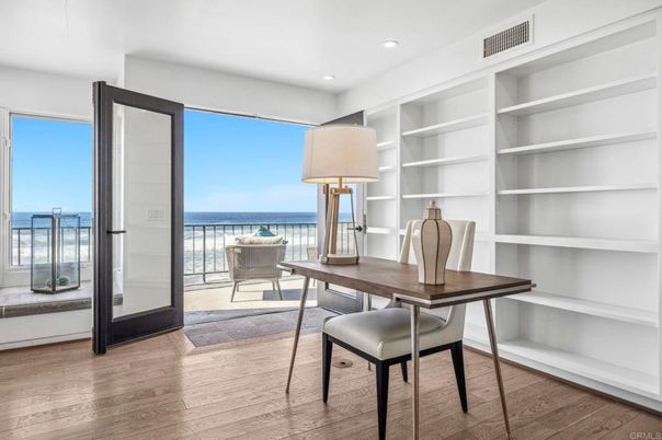 Home Office, Interior, Recessed Lighting, Water, Wood Texture Flooring
