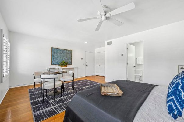 Dining room, Interior, Recessed Lighting, Wood Texture Flooring