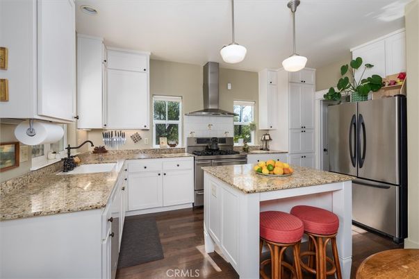 Interior, Kitchen, Pendant Lights, Stainless Steel Appliances, Wood Texture Flooring