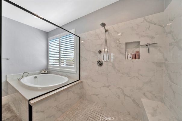 Bathroom, Glass Shower, Interior, Marble Walls, Recessed Lighting