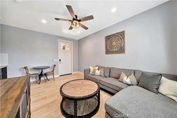 Dining room, Interior, Living room, Recessed Lighting, Wood Texture Flooring