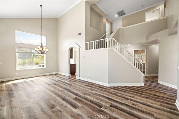 Chandelier, Interior, Recessed Lighting, Wood Texture Flooring