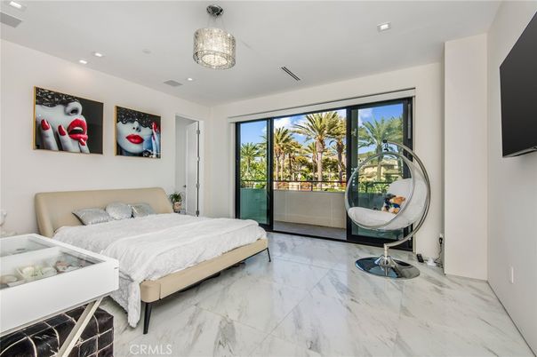 Bedroom, Interior, Marble, Recessed Lighting