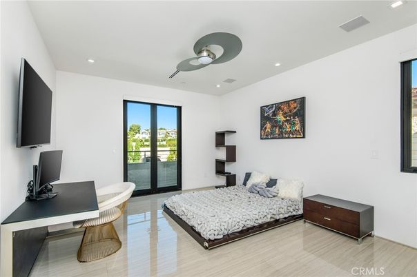 Bedroom, Home Office, Interior, Recessed Lighting, Wood Texture Flooring