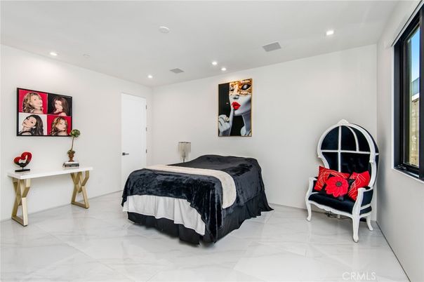 Bedroom, Interior, Marble, Recessed Lighting