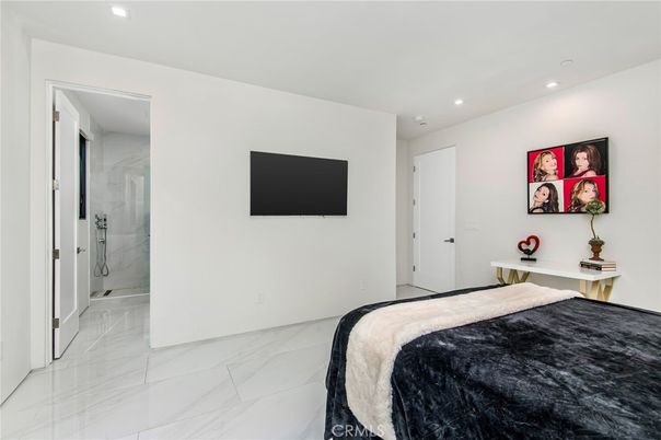 Bathroom, Bedroom, Glass Shower, Interior, Marble, Marble Walls, Recessed Lighting