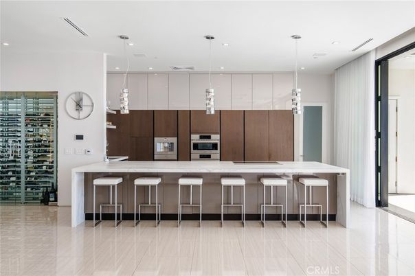 Interior, Kitchen, Pendant Lights, Recessed Lighting, Stainless Steel Appliances, Wine Storage