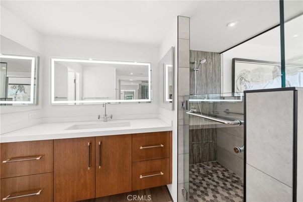 Bathroom, Dual Sink Vanities, Glass Shower, Interior, Recessed Lighting