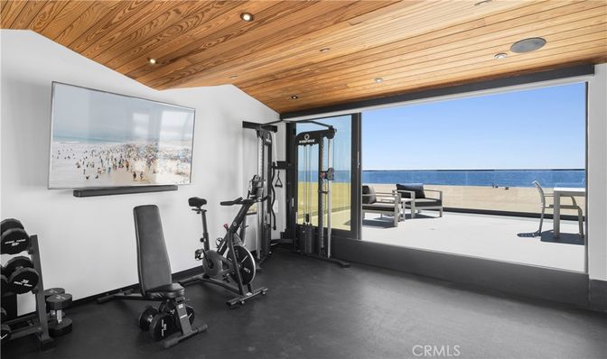 Fitness Equipment, Interior, Recessed Lighting, Water, Wooden Ceilings