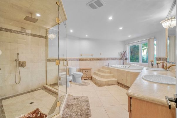 Bathroom, Dual Sink Vanities, Glass Shower, Interior, Recessed Lighting