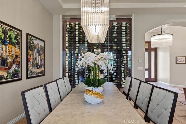 Chandelier, Dining room, Interior, Wine Storage