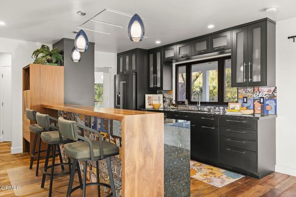 Interior, Kitchen, Pendant Lights, Recessed Lighting, Wood Texture Flooring