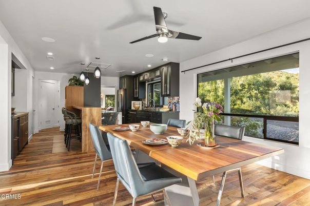 Dining room, Interior, Kitchen, Recessed Lighting, Wood Texture Flooring