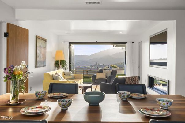 Dining room, Fireplace, Interior, Living room, Recessed Lighting
