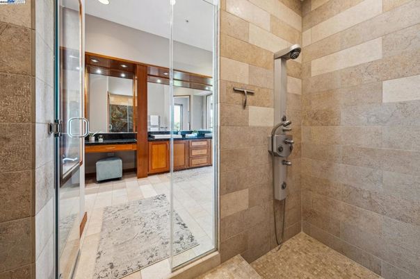 Bathroom, Glass Shower, Interior, Recessed Lighting