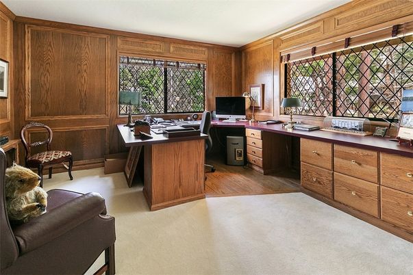 Home Office, Interior, Wood Texture Flooring, Wooden Walls