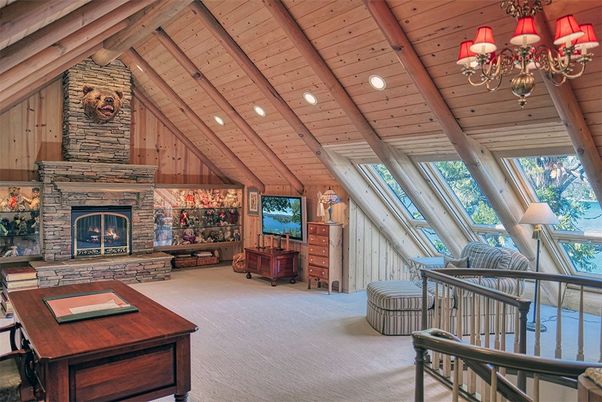 Chandelier, Fireplace, Interior, Wooden Beams, Wooden Ceilings, Wooden Walls