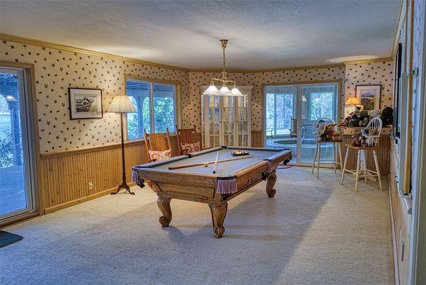 Billiard Table, Game Room, Interior, Pendant Lights