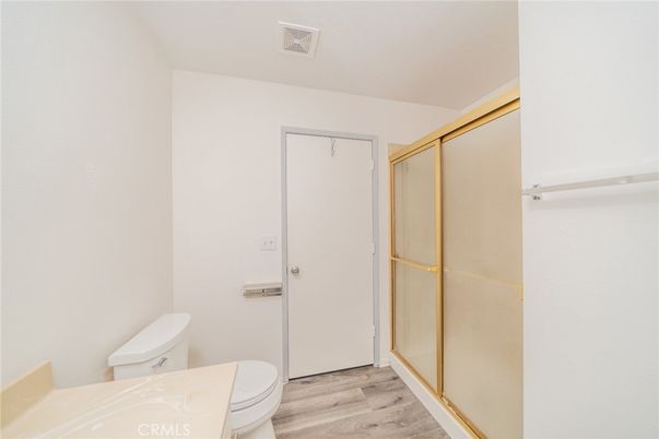Bathroom, Glass Shower, Interior, Wood Texture Flooring