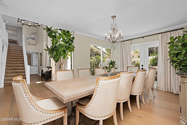 Chandelier, Dining room, Interior, Wood Texture Flooring