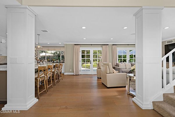 Interior, Kitchen, Living room, Pendant Lights, Recessed Lighting, Wood Texture Flooring